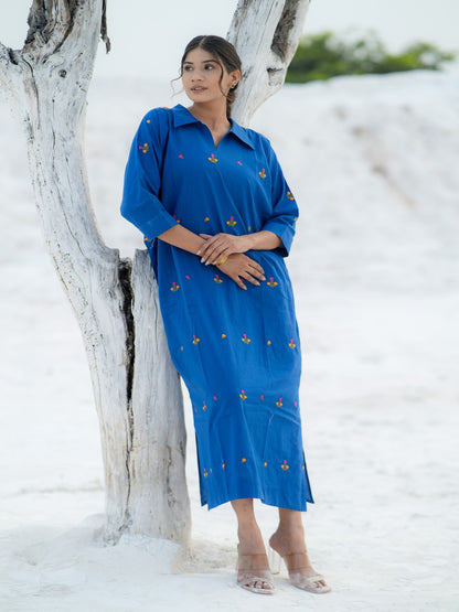 Royal Blue Festive Cotton Kaftan