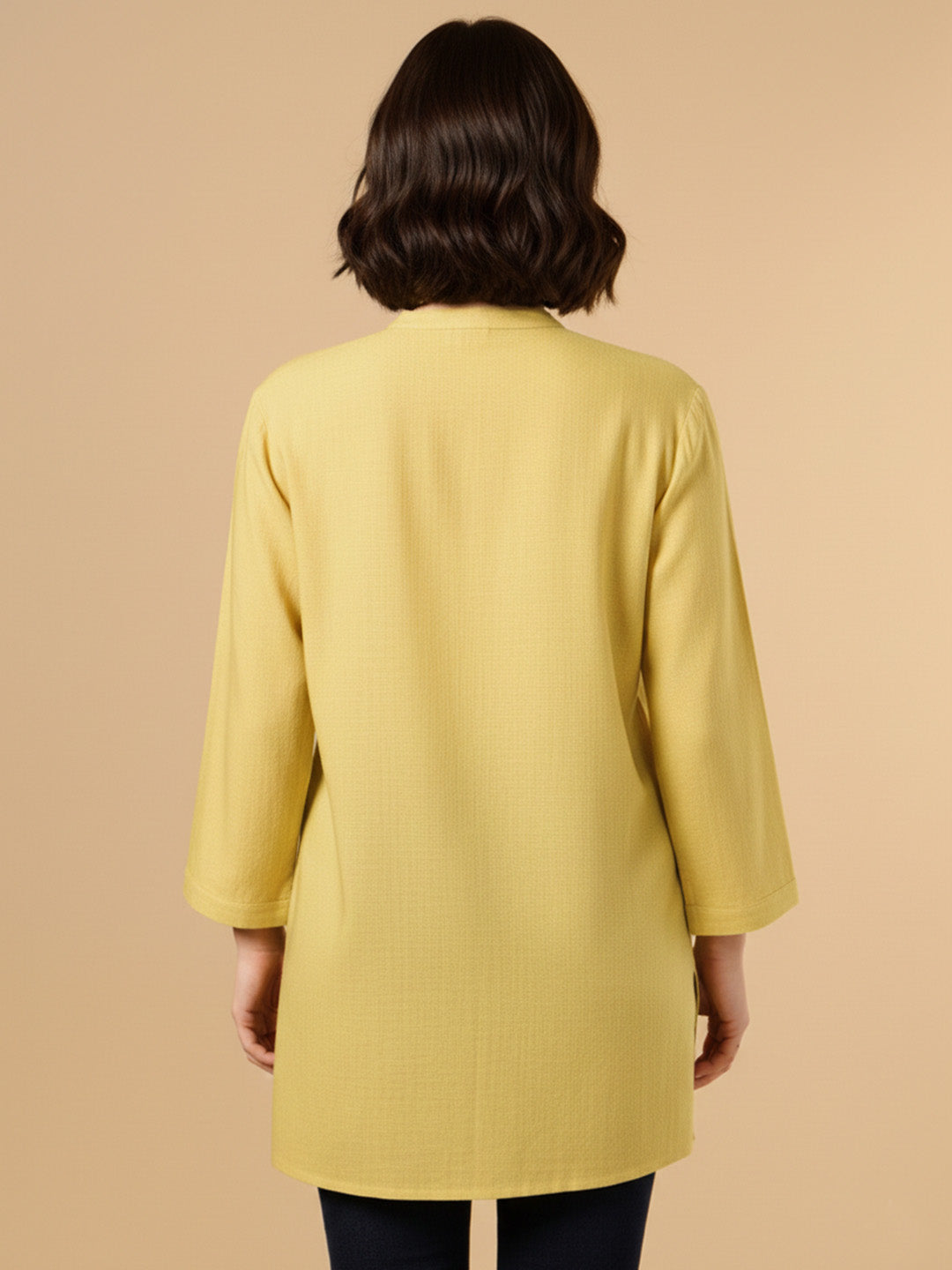 Classic Linen Yellow Short kurta