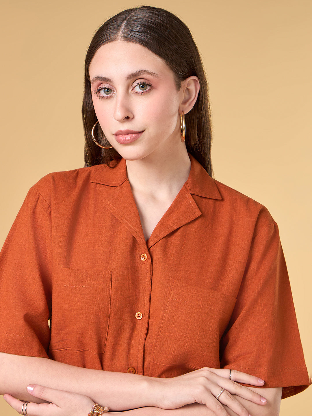 Rust Orange solid Cotton Co-ord Set