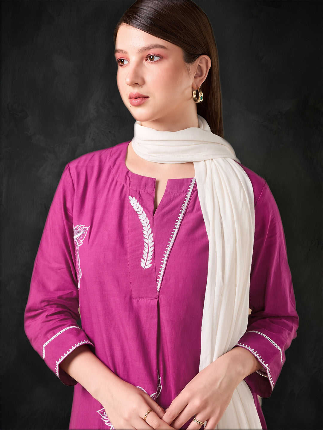 Pink Hibiscus Cotton Suit