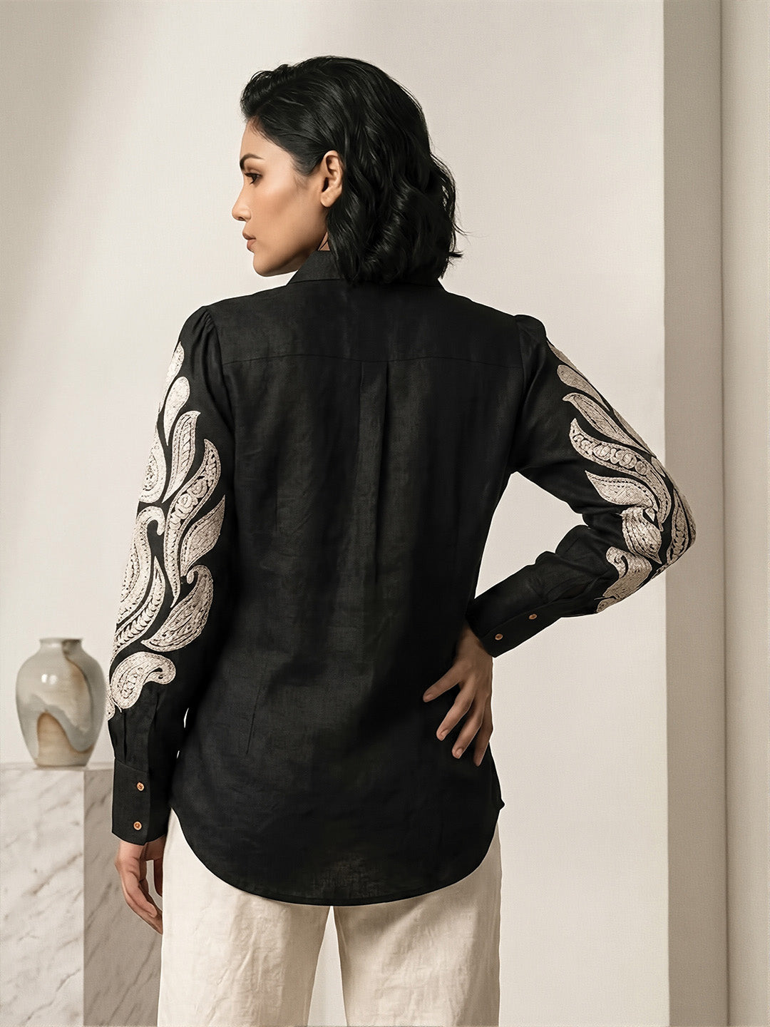 Black Embroidered Shirt