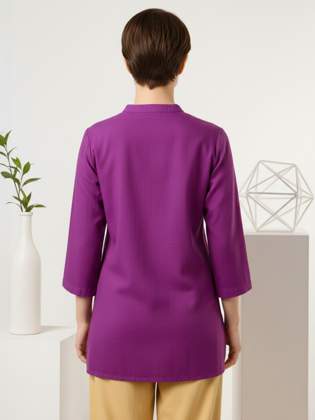 Classic Linen Purple Short kurta