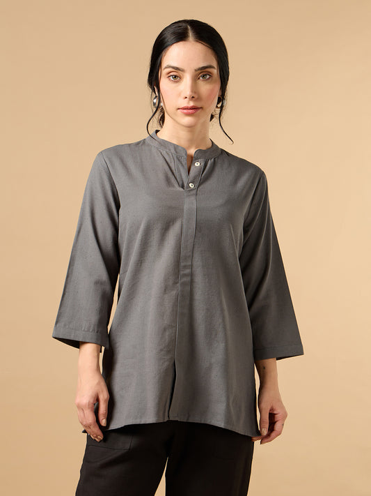 Classic Linen Grey Short kurta