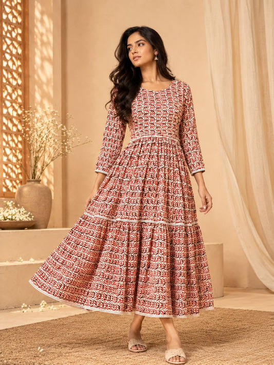 Cherry Red Barbie Cotton Kurta