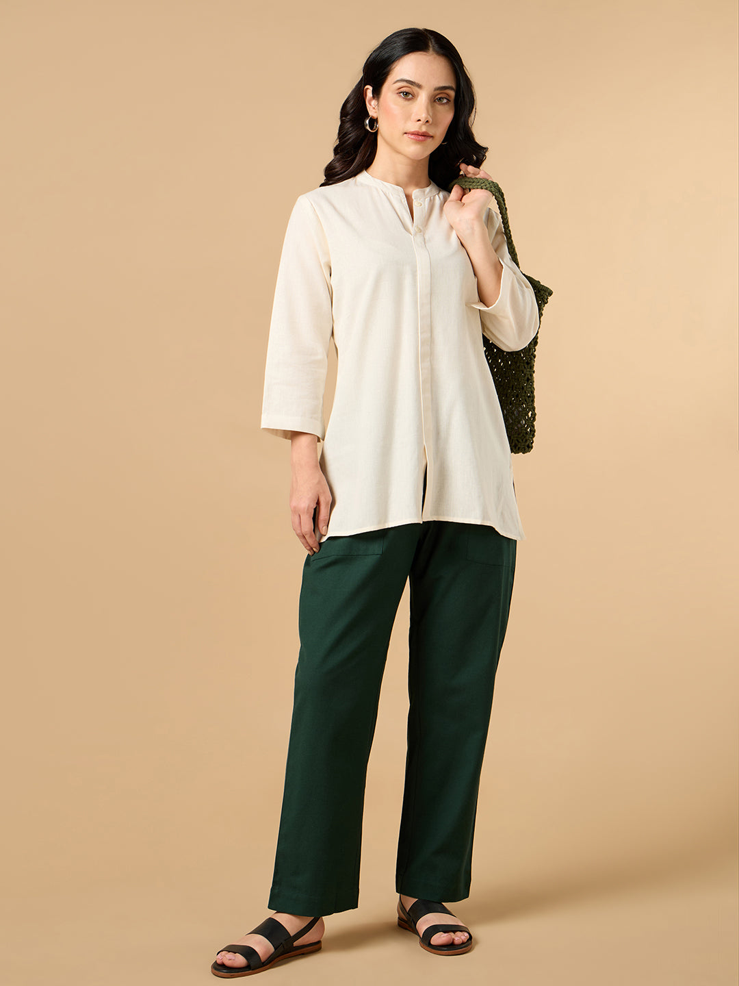 Classic Linen Off White Short Kurta
