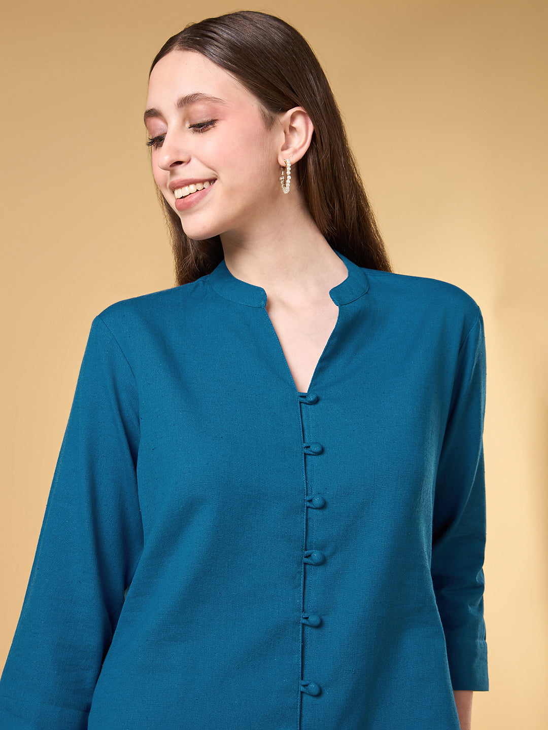 Midnight Blue Solid Cotton Co-ord Set