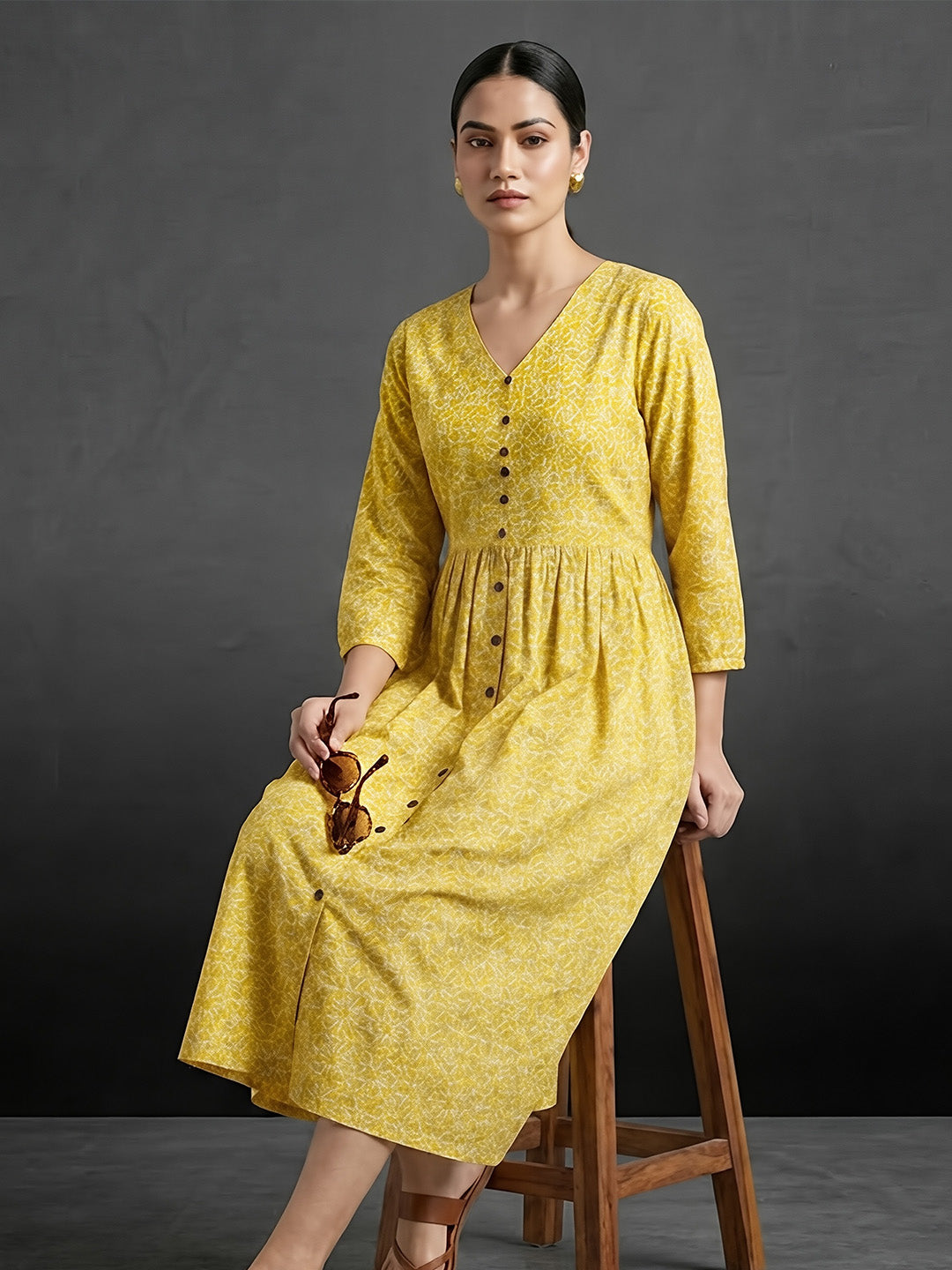 Vibrant & Stylish Yellow Cotton Dress