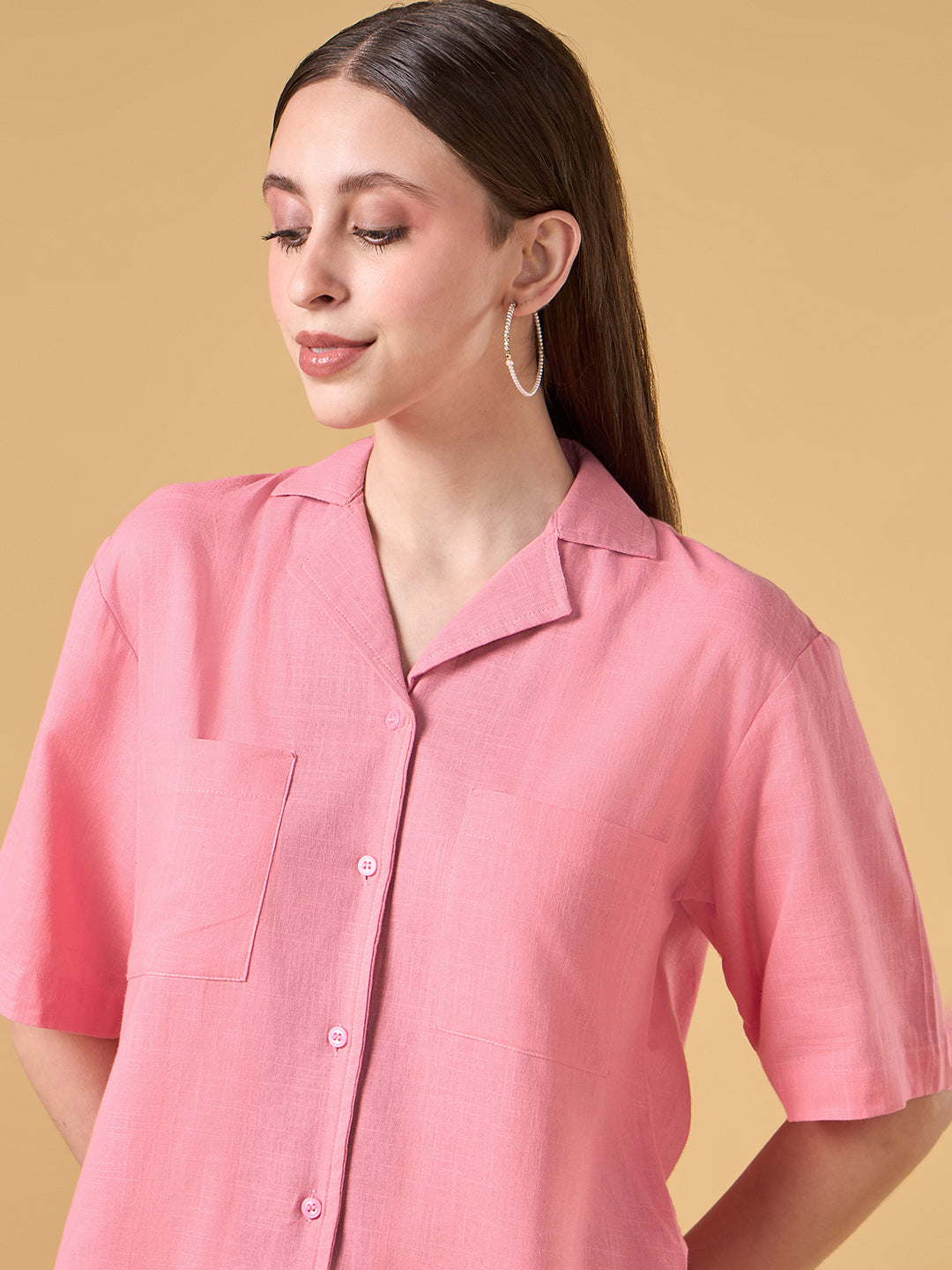 Blush Peach Solid Cotton Co-ord Set