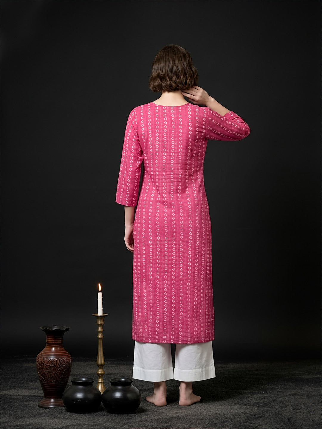 Earthy Pink Pearl Work Cotton Kurta