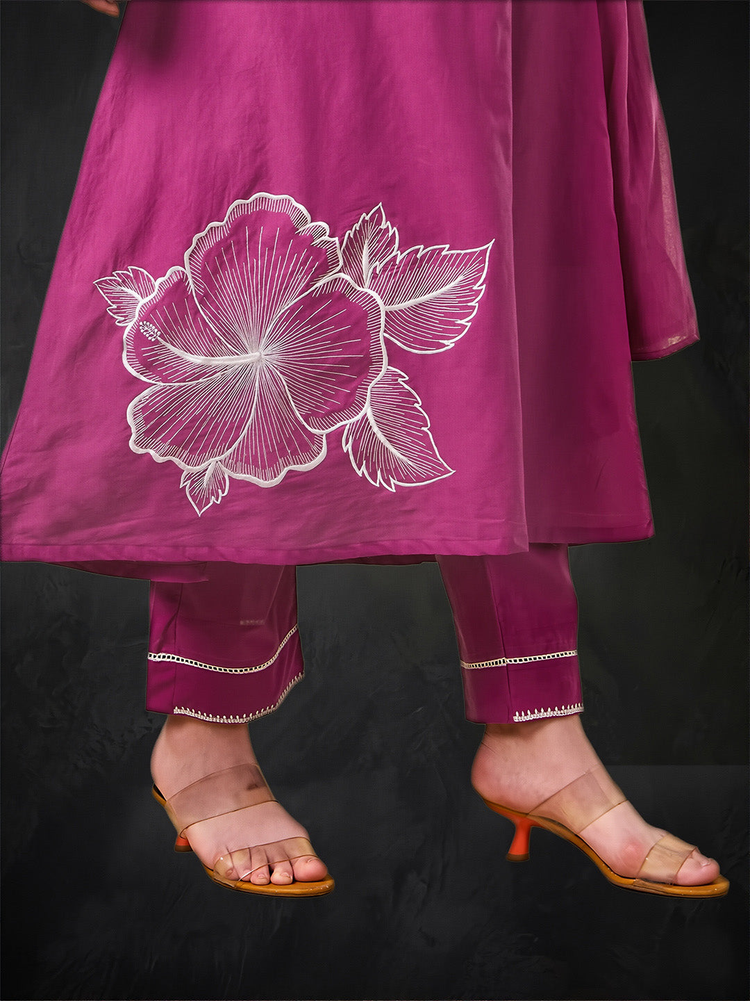 Pink Hibiscus Cotton Suit