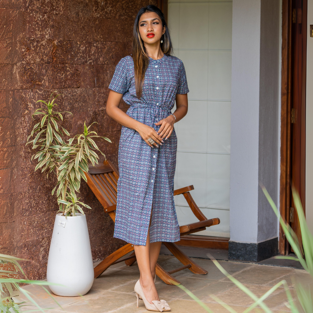 Indigo Azulejos Goa Cotton Dress