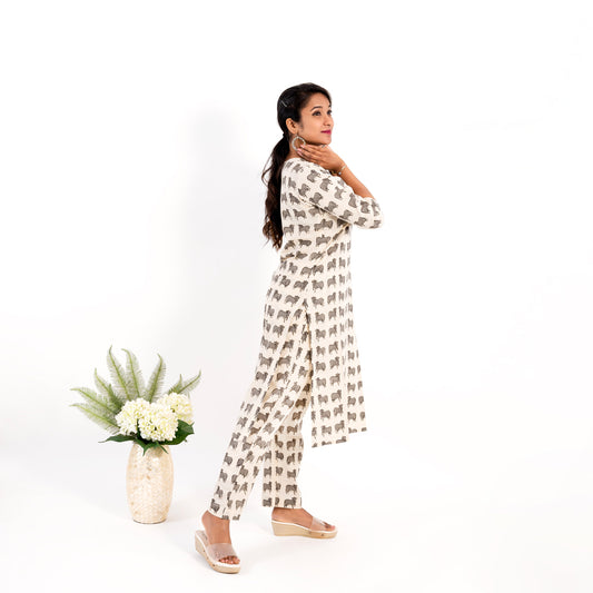 Bull Printed Kurta Pant Co-ord Set
