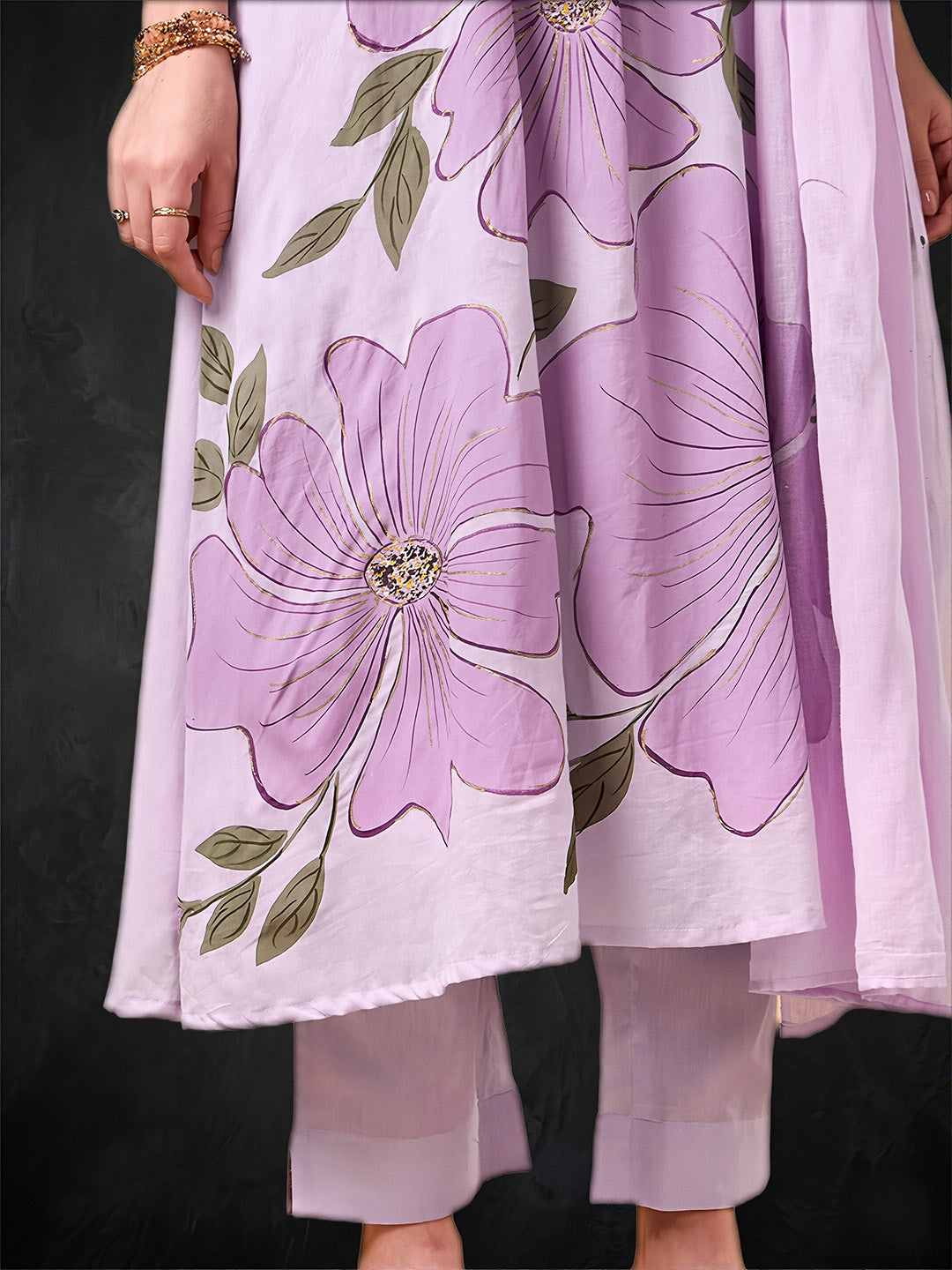 Pastel Mauve Brush Painted Cotton Suit