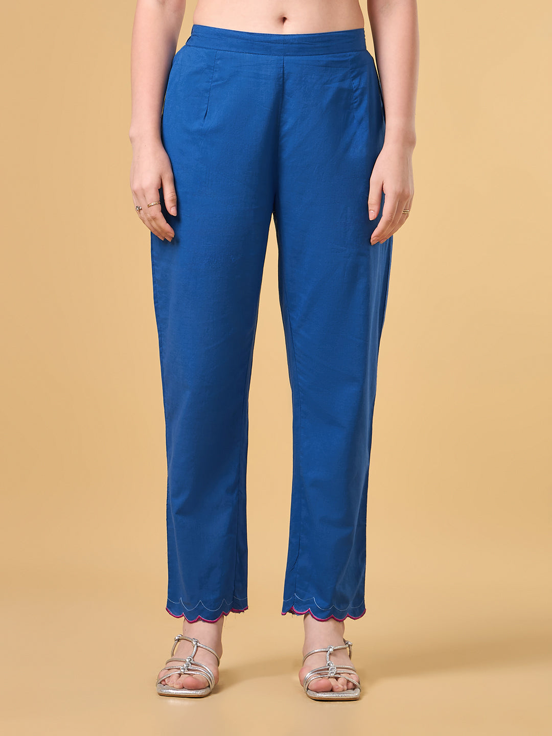 Royal Blue Embroidered Cotton Suit