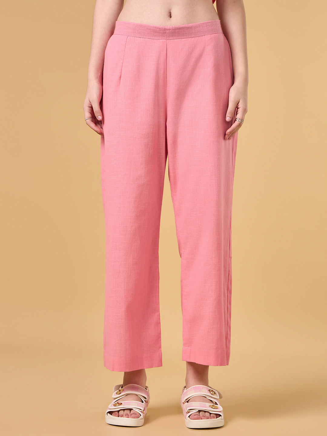 Blush Peach Solid Cotton Co-ord Set