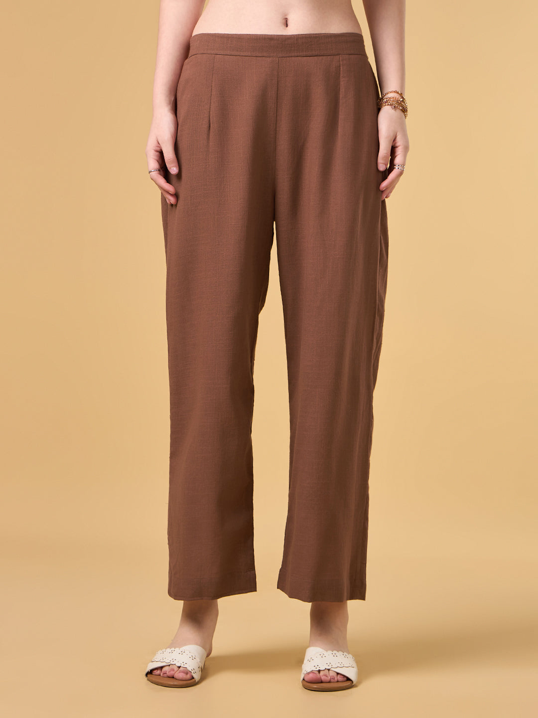 Brown Solid Cotton Co-ord Set