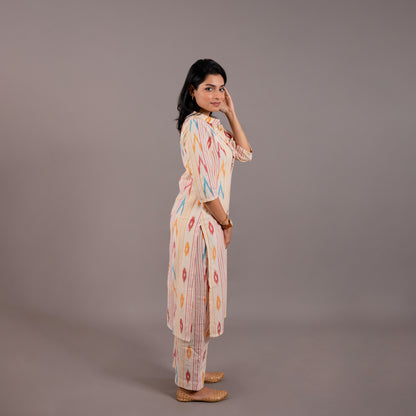 Yellow Butterfly Ikkat Kurta Pant Co-ord set