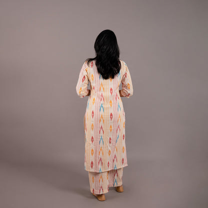 Yellow Butterfly Ikkat Kurta Pant Co-ord set