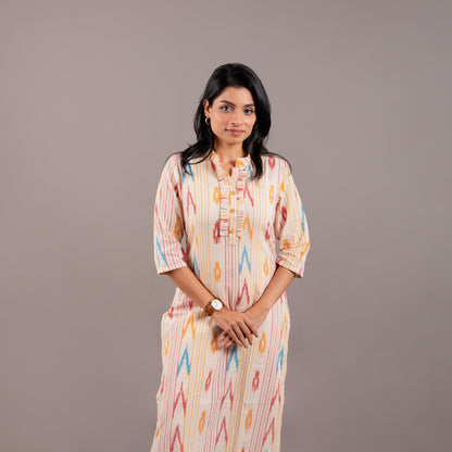 Yellow Butterfly Ikkat Kurta Pant Co-ord set