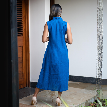 Everyday Royal Blue Straight & Easy Fit Cotton Dress