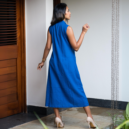 Everyday Royal Blue Straight & Easy Fit Cotton Dress