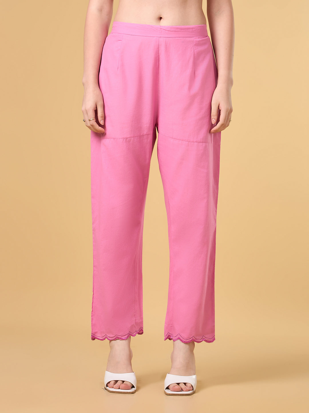Pink Embroidered Cotton Suit