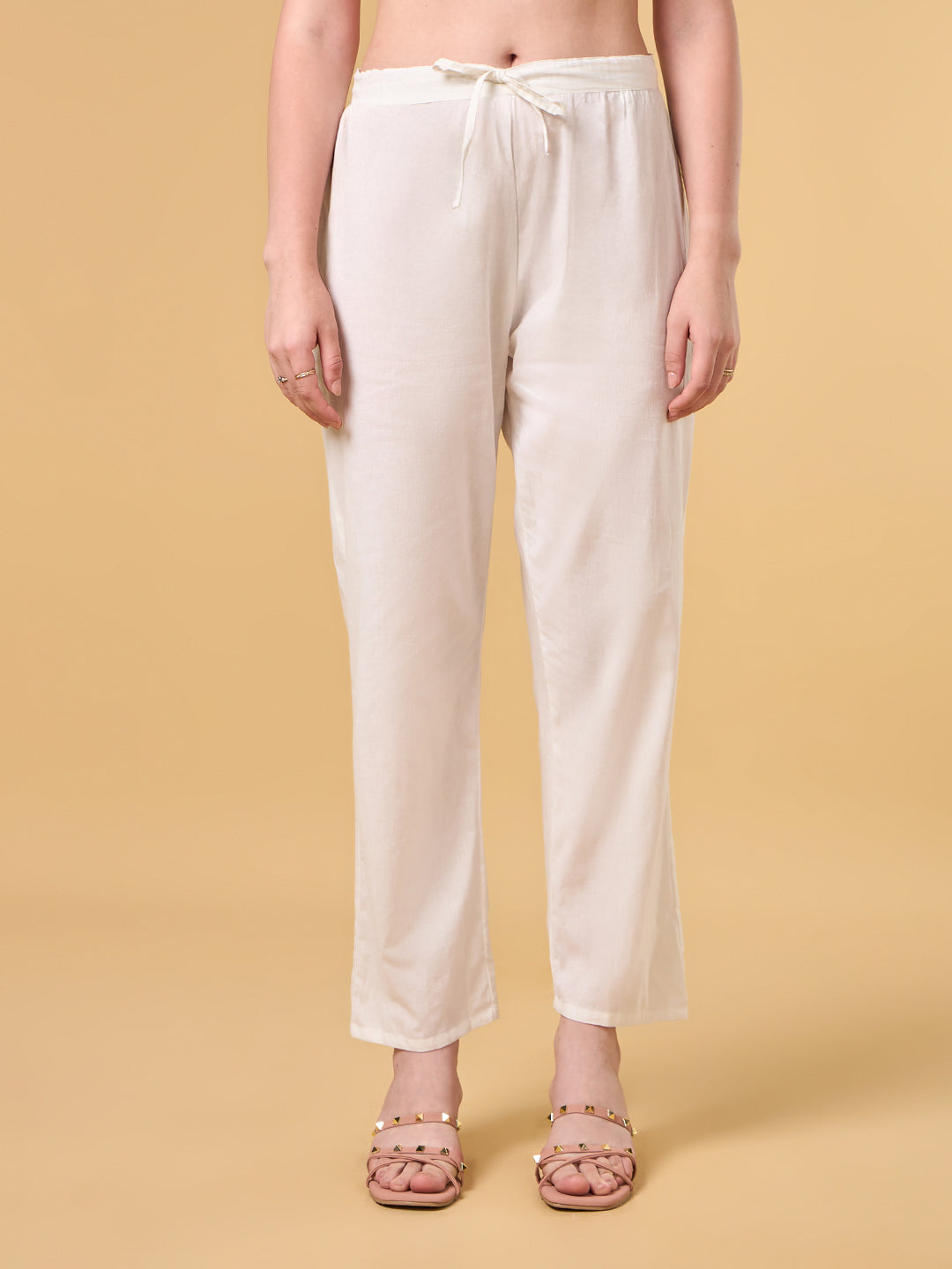 Off White Floral Embroidered Cotton Kurta Set