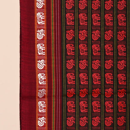 Ujwala Green Hathi Mor Cotton Khun Saree