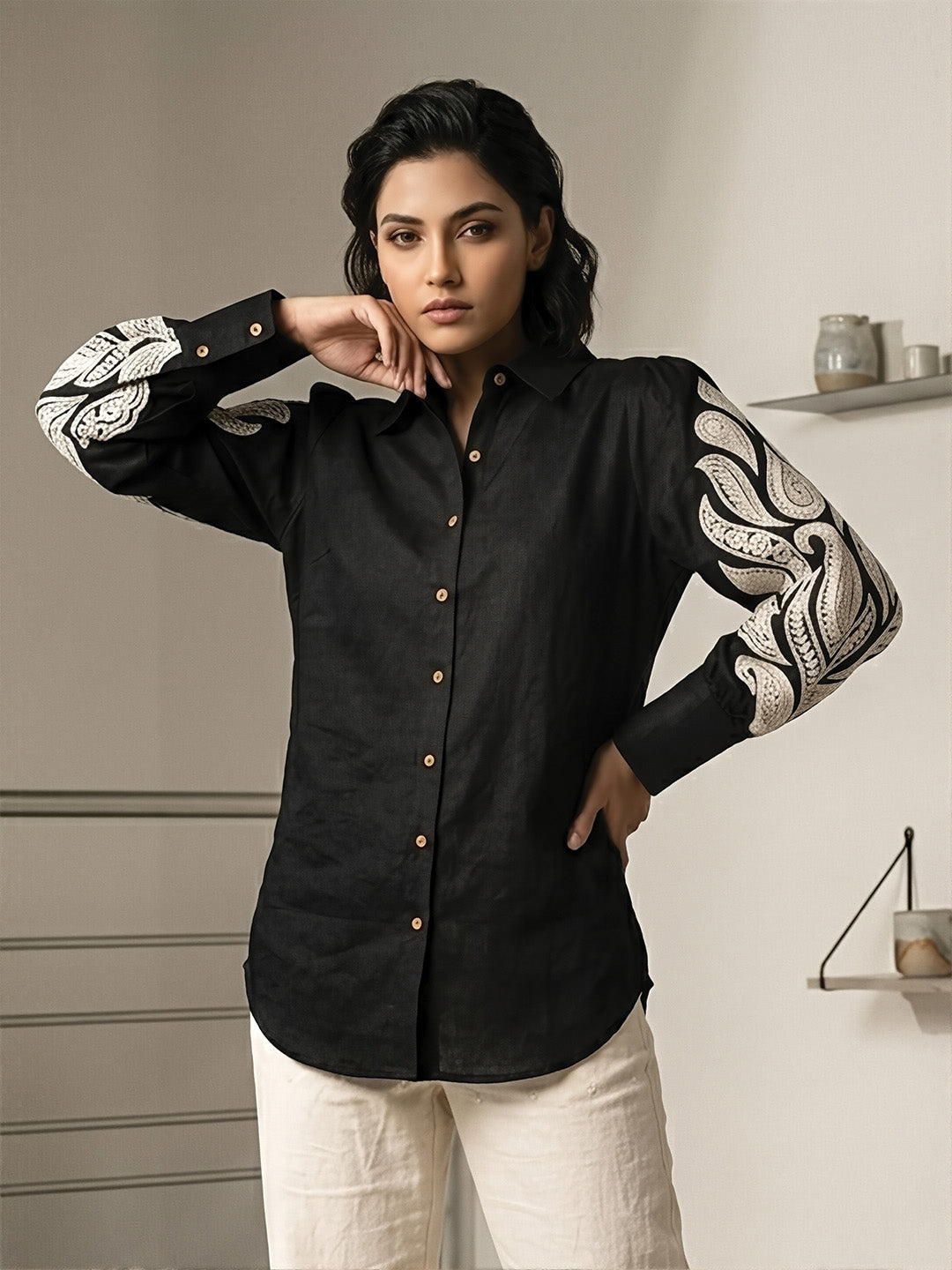 Black Embroidered Shirt