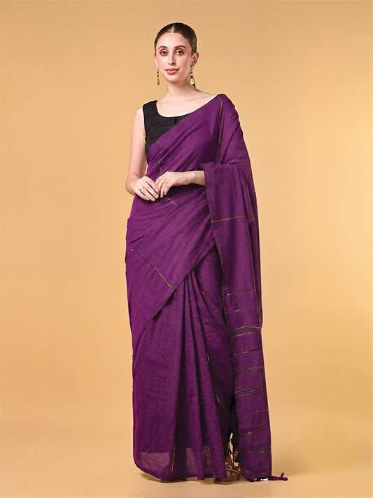 Grape Wine Mercerised Cotton Saree