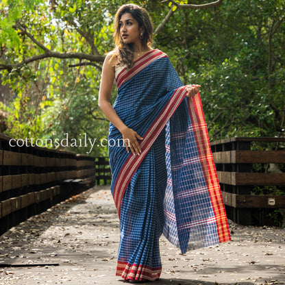 Goa Mangrove Delight Blue Kunbi Saree