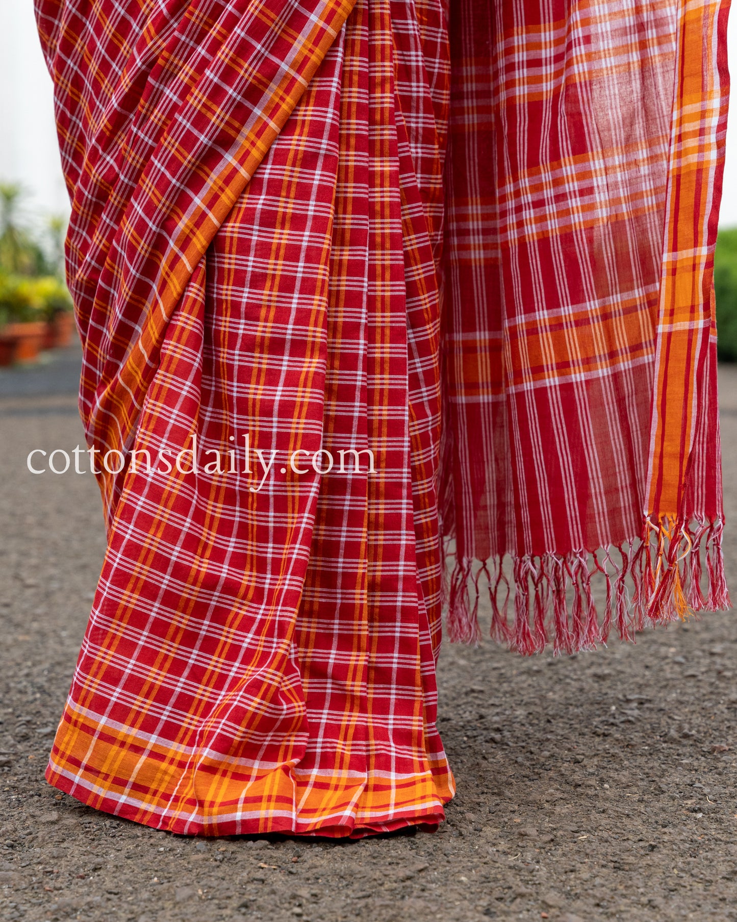 Antique Goa Traditional Red  Kunbi Saree