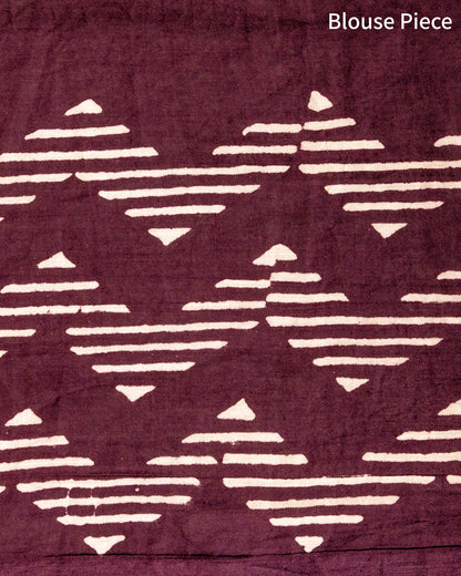 Wine Aesthetic Handblock Print Mul Cotton Saree