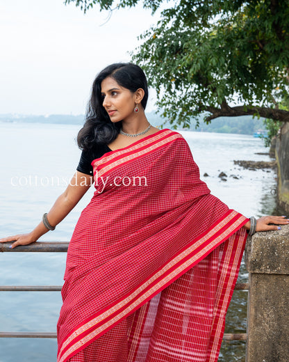 Mandovi Riveira  Red Kunbi Saree