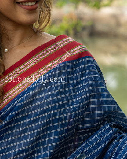 Goa Mangrove Delight Blue Kunbi Saree