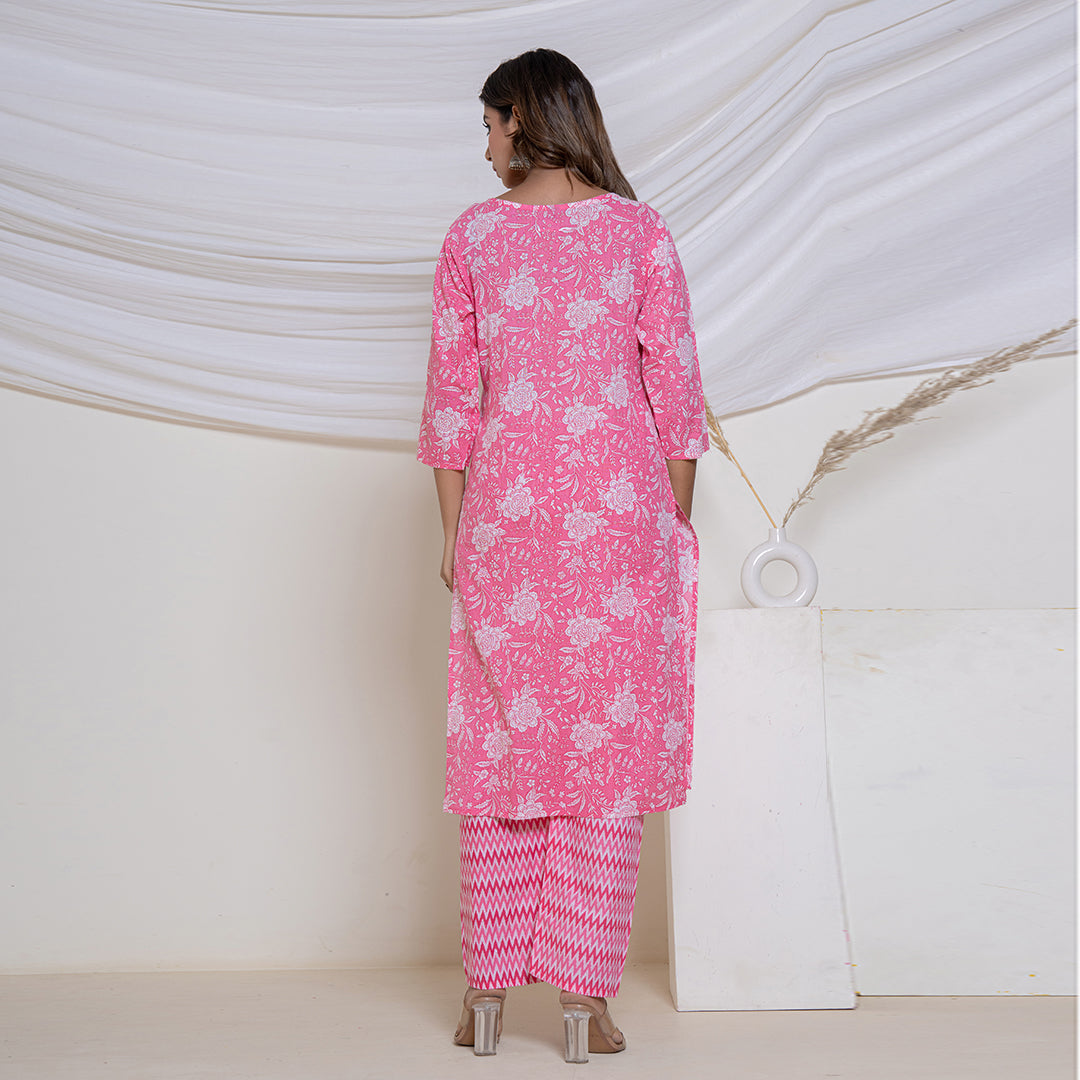 Floral Pink Kurta Set