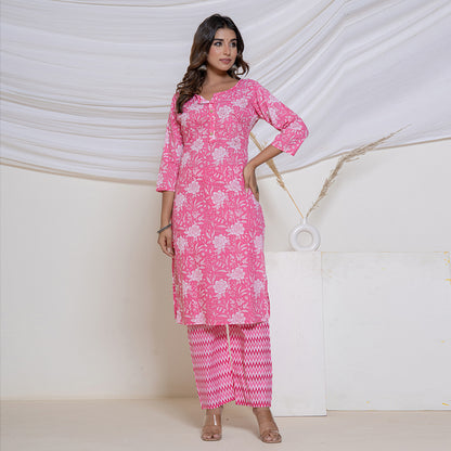 Floral Pink Kurta Set