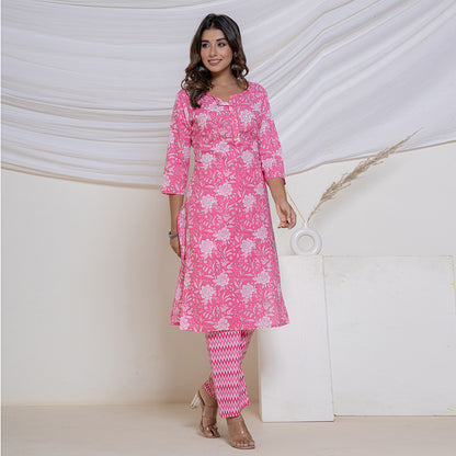 Floral Pink Kurta Set