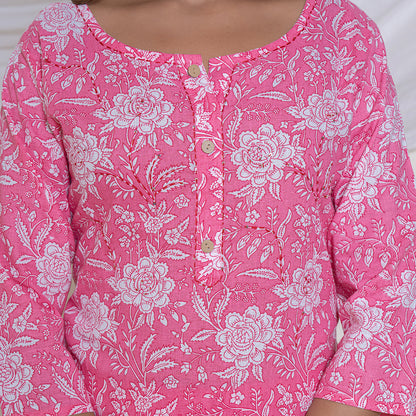 Floral Pink Kurta Set