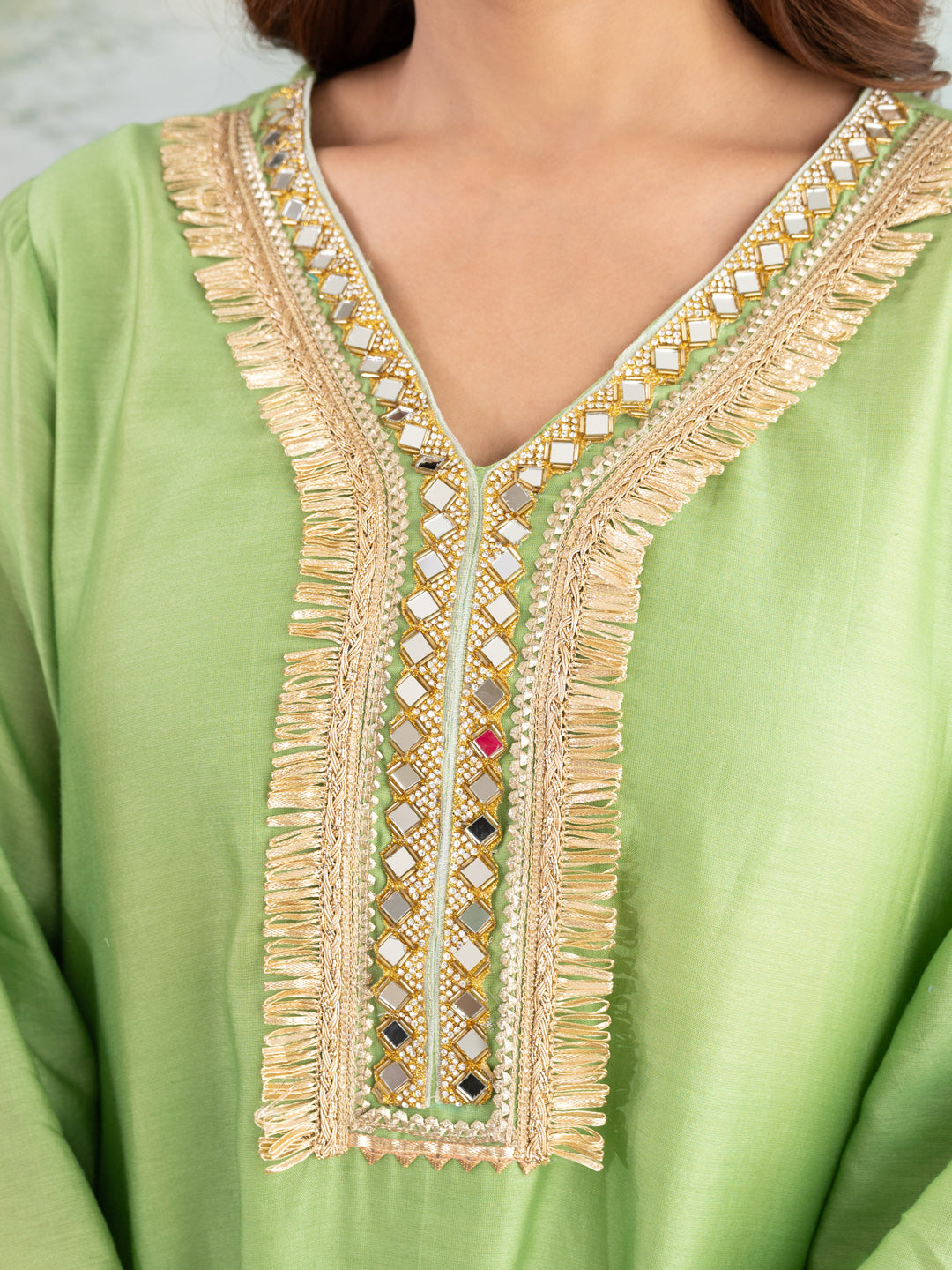 Inaaya Light Green Chanderi Cotton Festive Suit