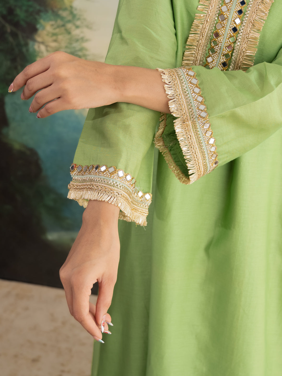 Inaaya Light Green Chanderi Cotton Festive Suit