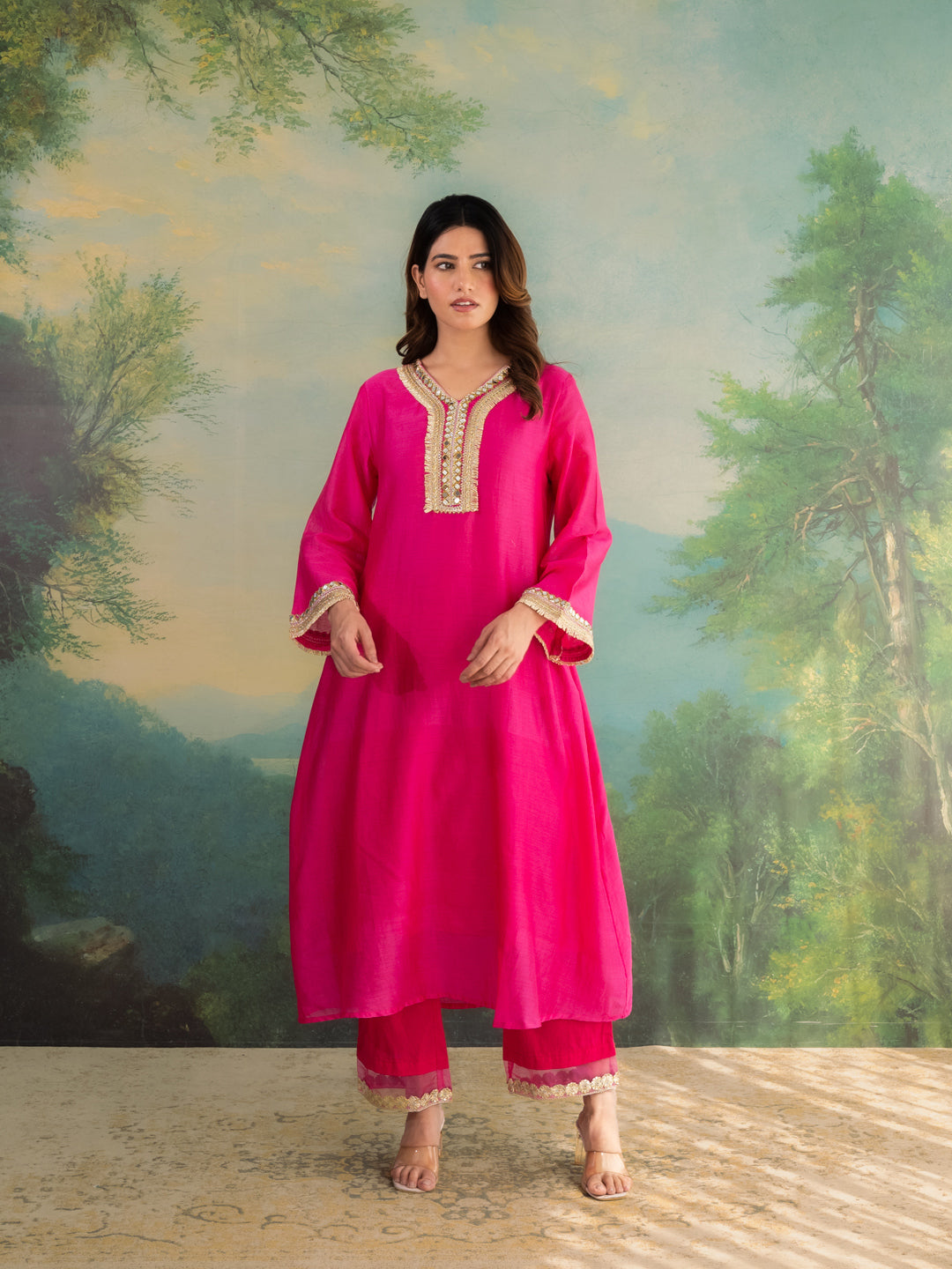 Inaaya Rani Pink Chanderi Cotton Festive Suit