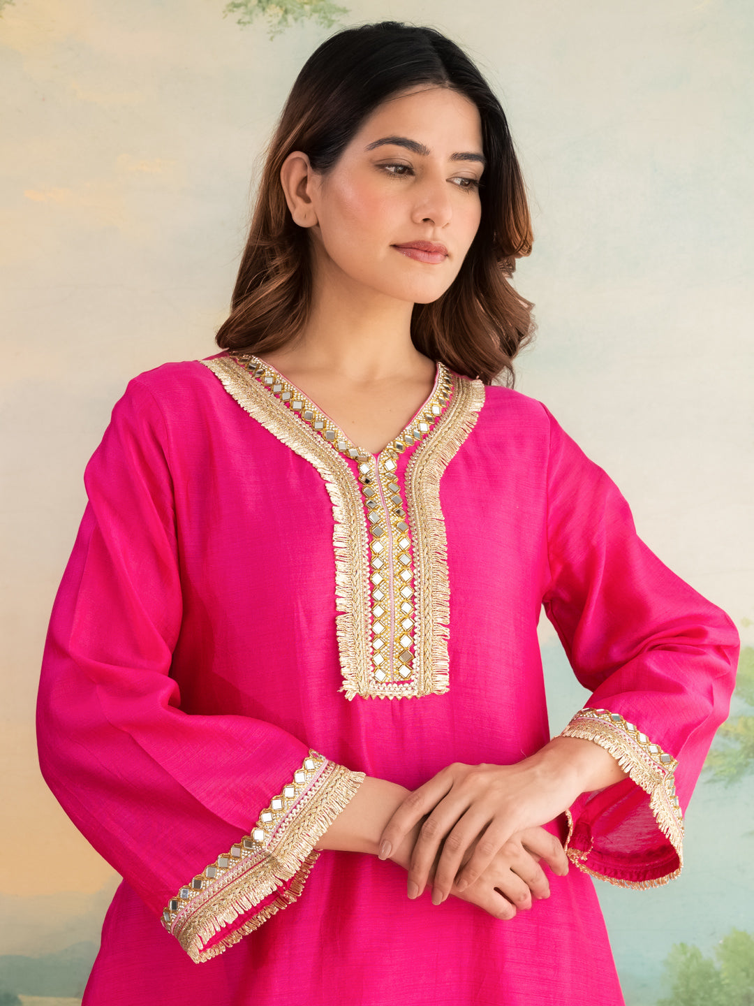 Inaaya Rani Pink Chanderi Cotton Festive Suit