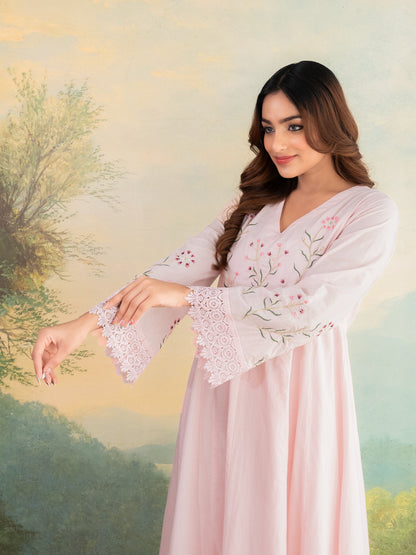 Miraaya Baby Pink Anarkali Cotton suit