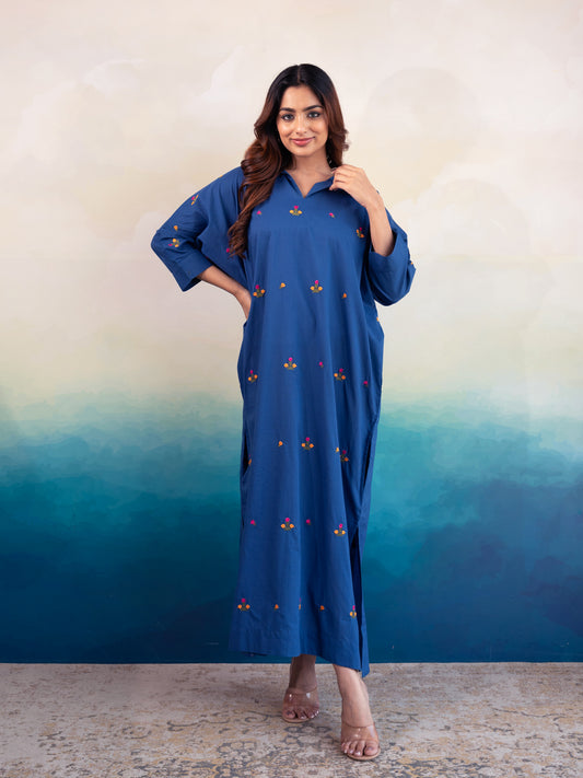 Royal Blue Festive Cotton Kaftan