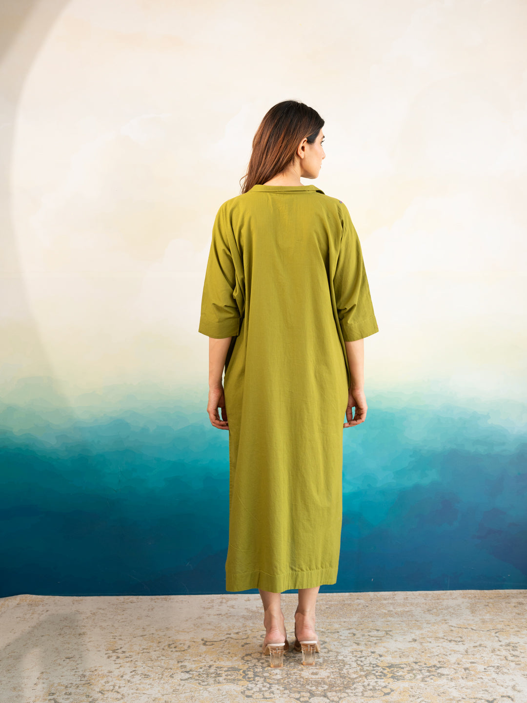 Mint Green Festive Cotton Kaftan