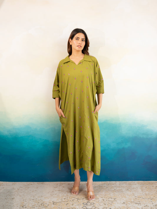 Mint Green Festive Cotton Kaftan