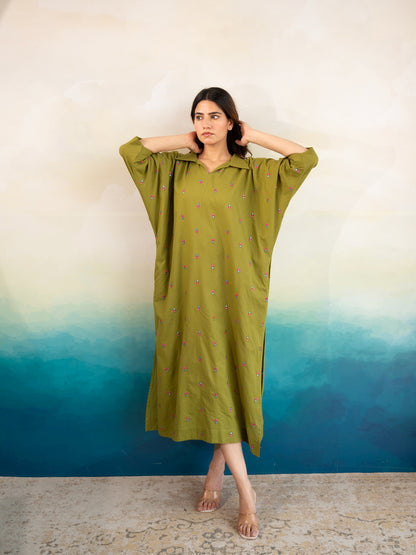 Mint Green Festive Cotton Kaftan