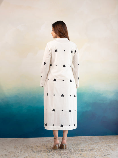 Rich Heart Black Cotton Kurta