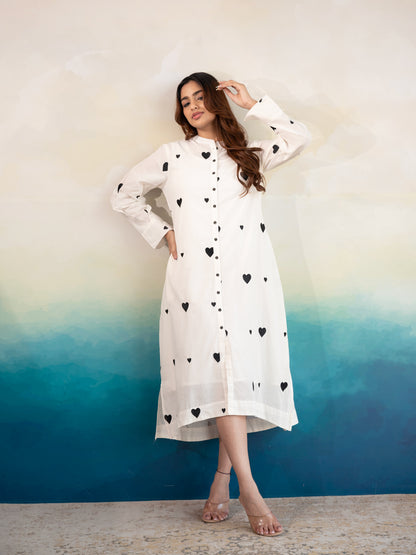 Rich Heart Black Cotton Kurta